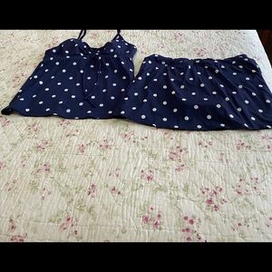 Lands End Tankini top bottom, navy white size 10